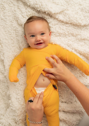Front Opening Romper in Mango | Bamboo Viscose