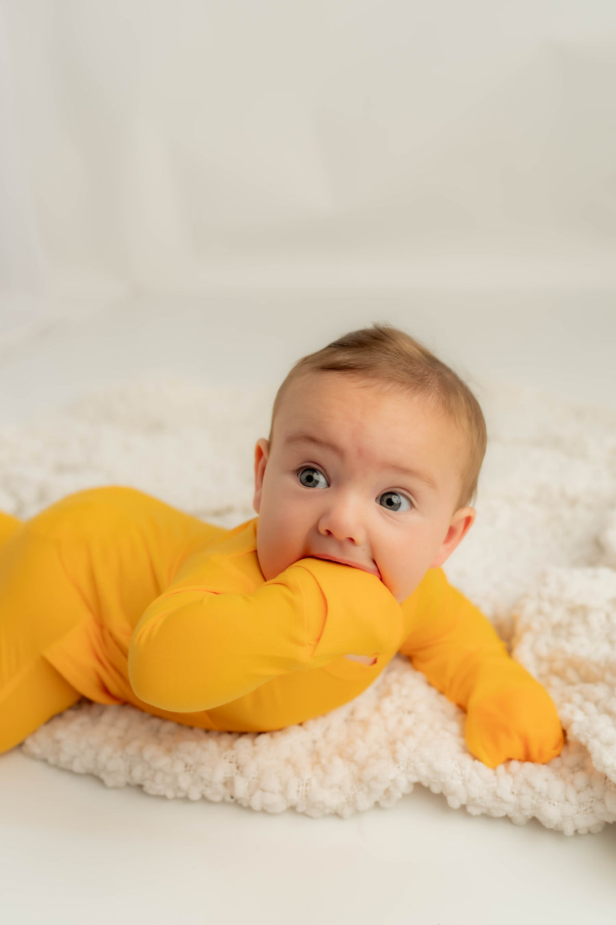 Front Opening Romper in Mango | Bamboo Viscose