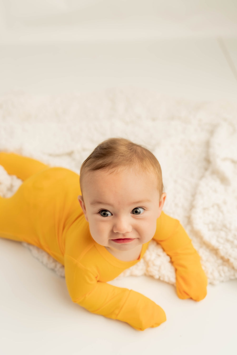 Front Opening Romper in Mango | Bamboo Viscose