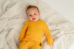 Front Opening Romper in Mango | Bamboo Viscose