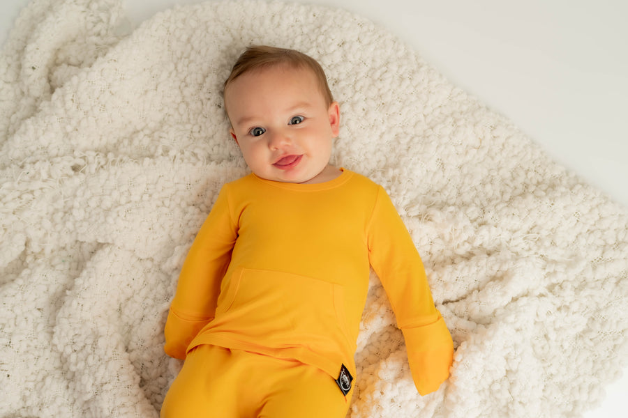 Front Opening Romper in Mango | Bamboo Viscose