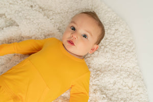 Front Opening Romper in Mango | Bamboo Viscose