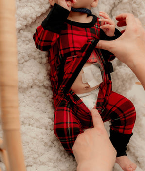 Front Opening Romper in Tartan Plaid