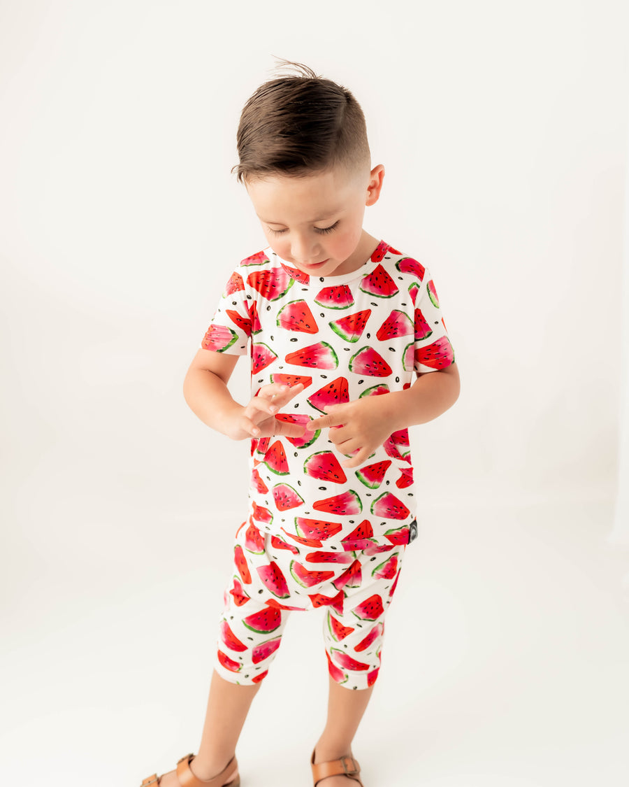 Front Opening Shortie Romper in OG Watermelons 2.0 | Bamboo Viscose
