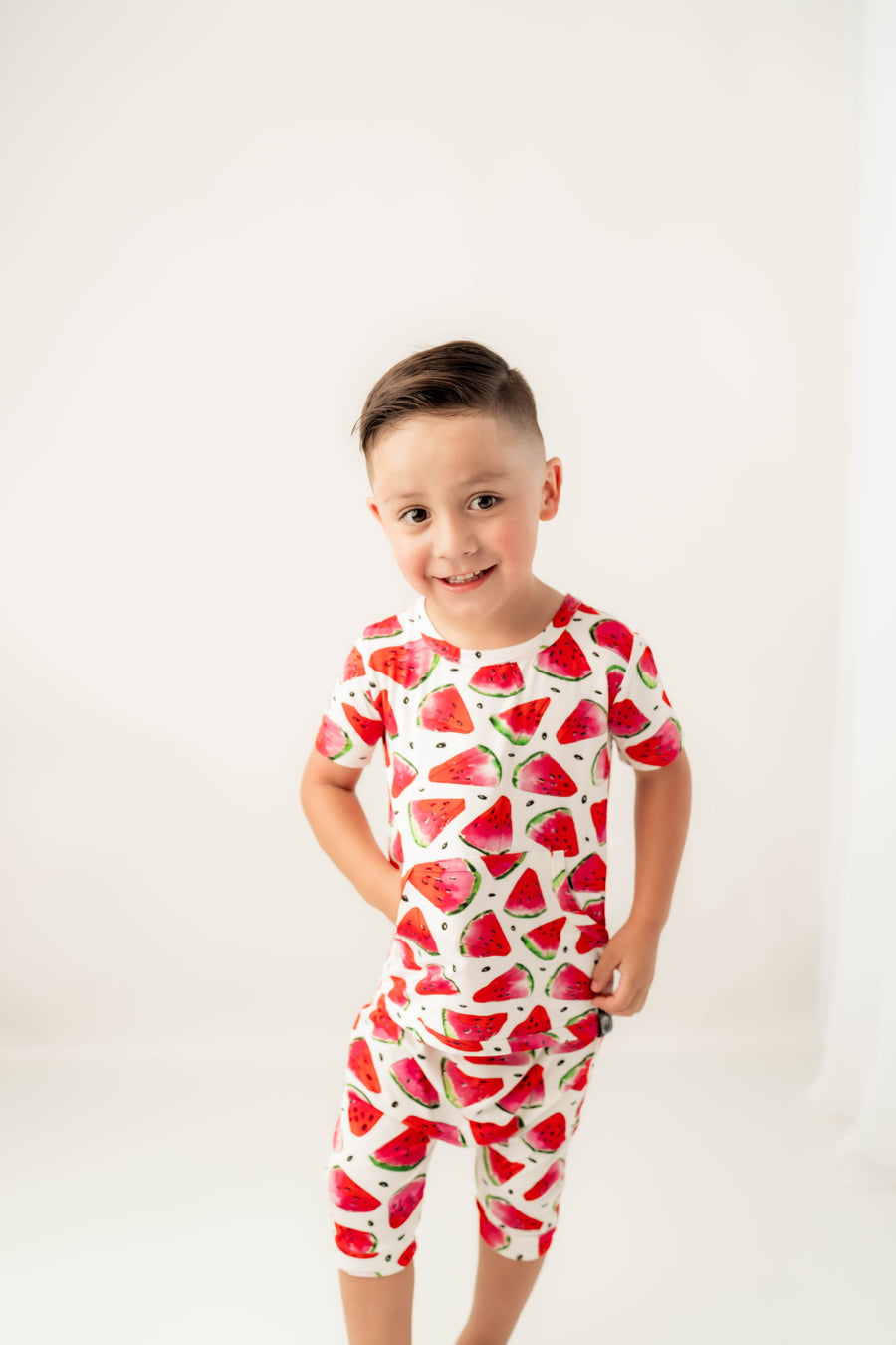 Front Opening Shortie Romper in OG Watermelons 2.0 | Bamboo Viscose