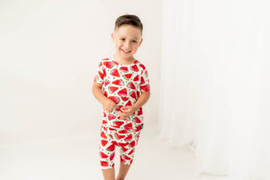 Front Opening Shortie Romper in OG Watermelons 2.0 | Bamboo Viscose
