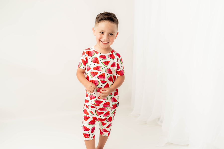 Front Opening Shortie Romper in OG Watermelons 2.0 | Bamboo Viscose