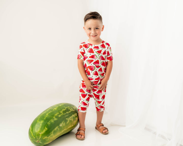 Front Opening Shortie Romper in OG Watermelons 2.0 | Bamboo Viscose