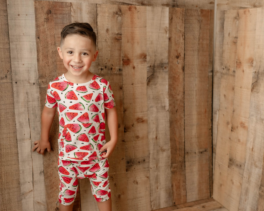 Front Opening Shortie Romper in OG Watermelons 2.0 | Bamboo Viscose