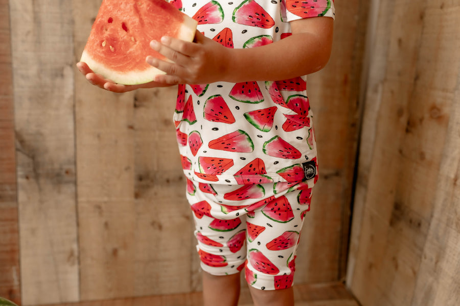 Front Opening Shortie Romper in OG Watermelons 2.0 | Bamboo Viscose
