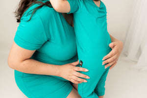 Front Opening Shortie Romper in Jade | Bamboo Viscose
