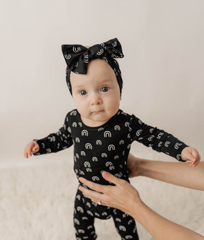 Front Opening Romper in Monochrome Rainbow