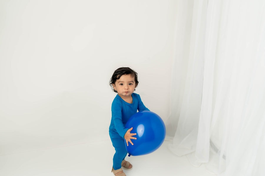 Front Opening Romper in Azure | Bamboo Viscose