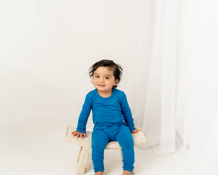 Front Opening Romper in Azure | Bamboo Viscose