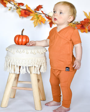 Wrap-A-Roo™ Wrap Opening Romper in Yams | Bamboo Viscose