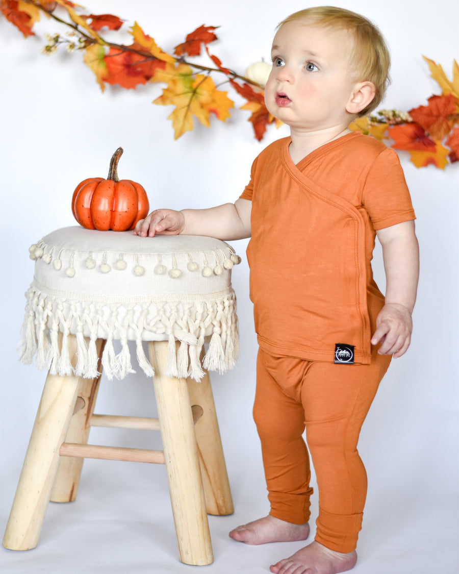 Wrap-A-Roo™ Wrap Opening Romper in Yams | Bamboo Viscose