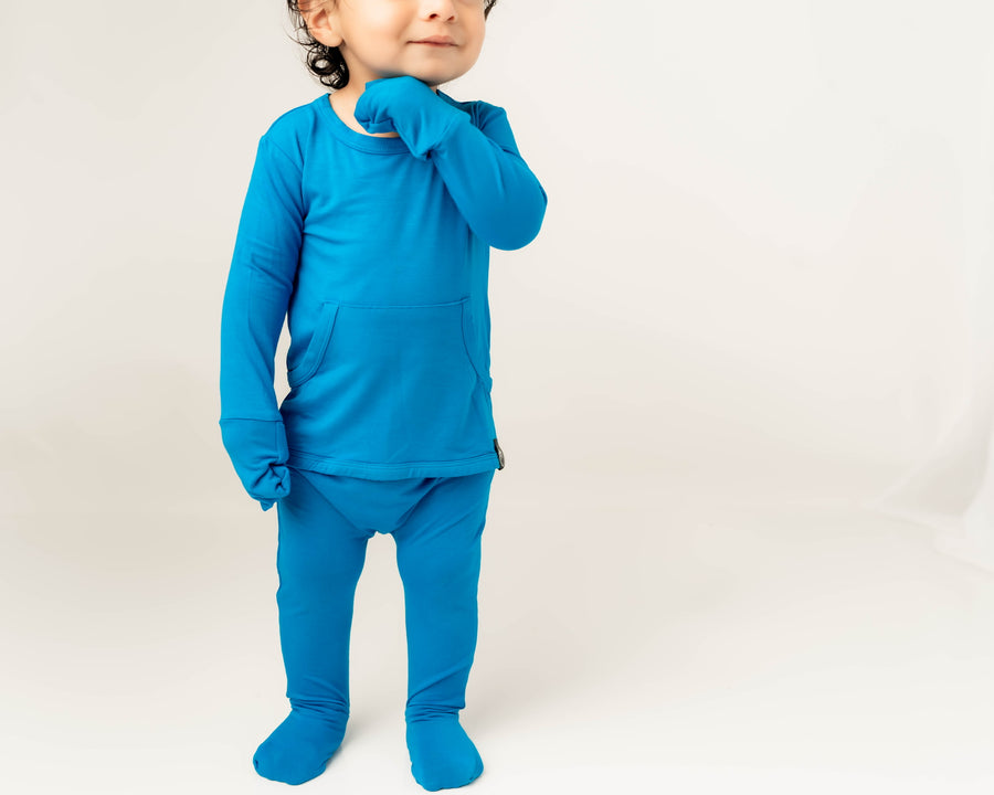 Front Opening Romper in Azure | Bamboo Viscose