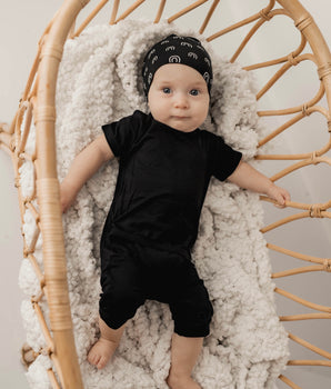 Switch-A-Roo ™ Reversible Opening Shortie Romper in Jet Black