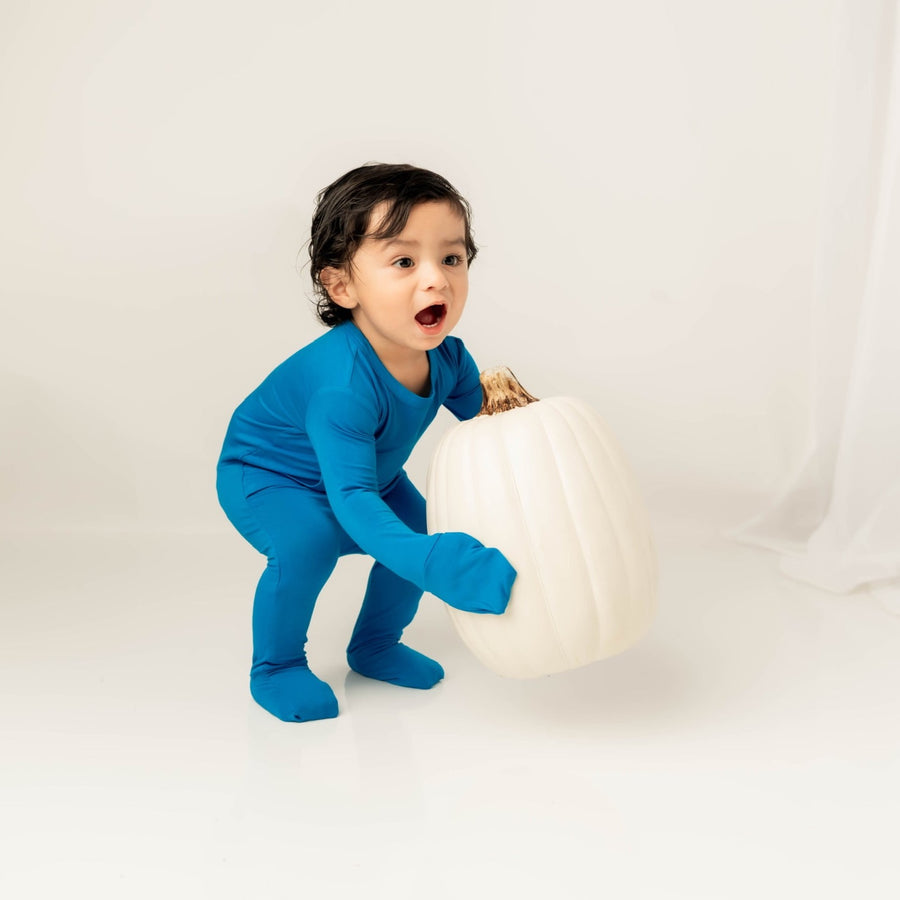 Front Opening Romper in Azure | Bamboo Viscose