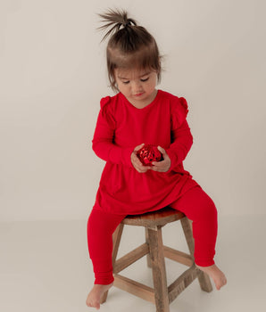 Switch-A-Roo™ Reversible Opening Twirl Romper in Pomegranate