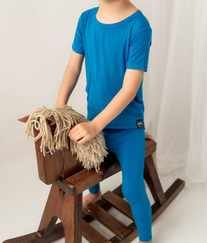 Front Opening Romper in Azure | Bamboo Viscose