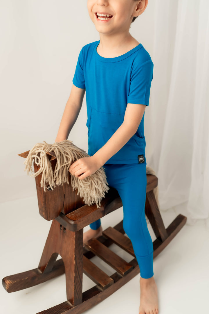 Front Opening Romper in Azure | Bamboo Viscose
