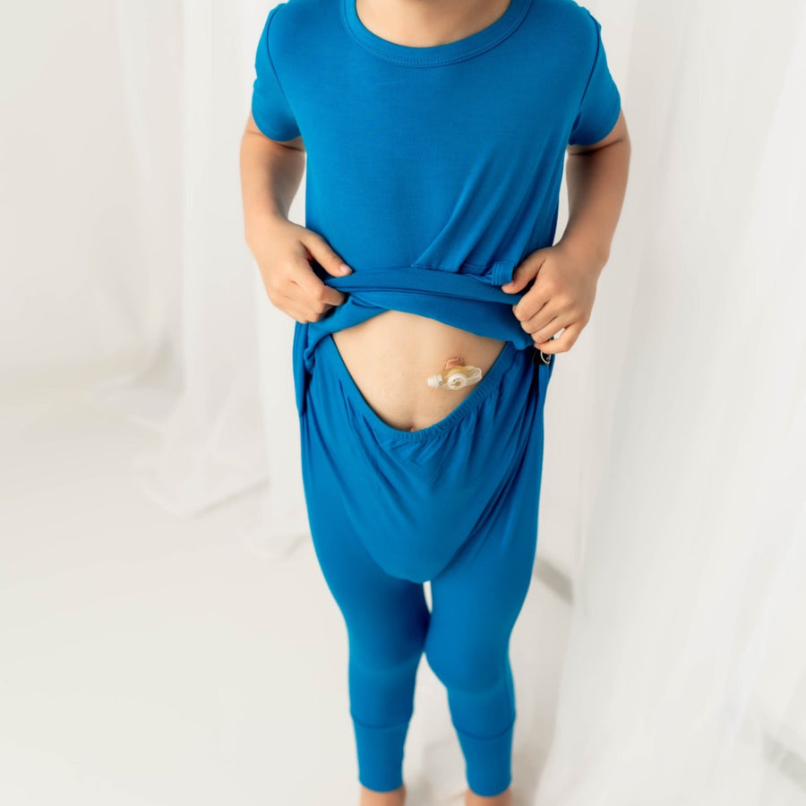 Front Opening Romper in Azure | Bamboo Viscose