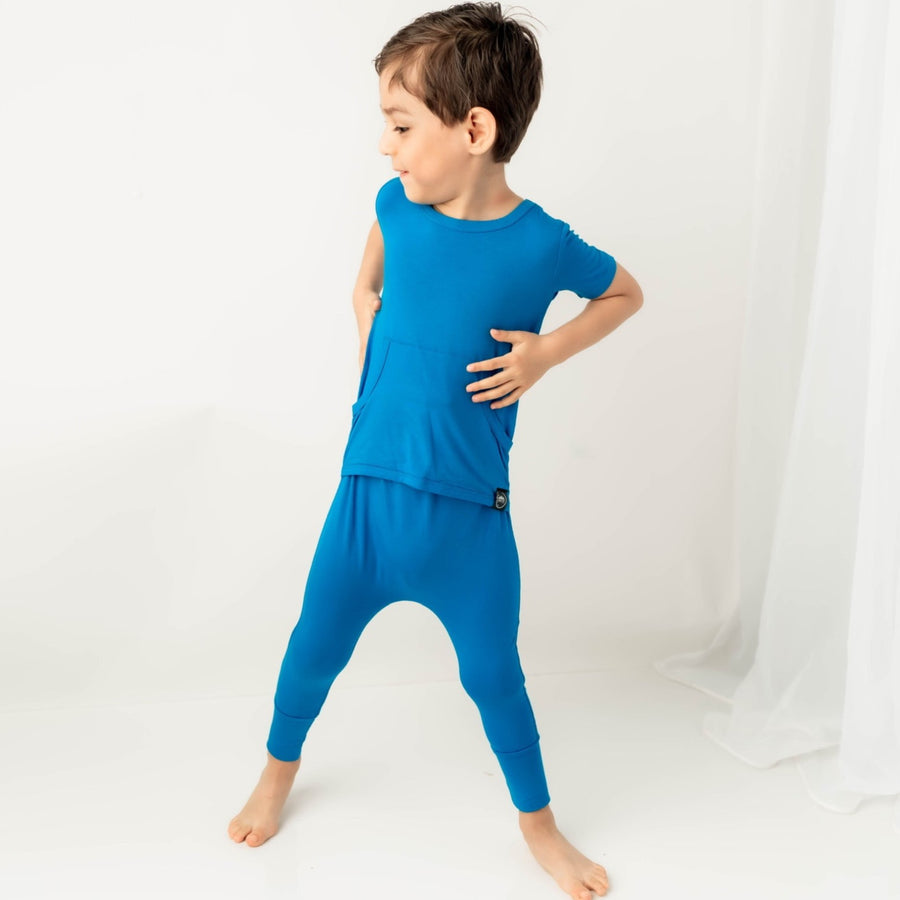Front Opening Romper in Azure | Bamboo Viscose
