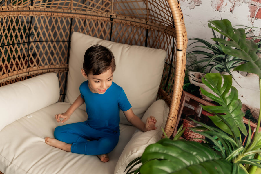 Front Opening Romper in Azure | Bamboo Viscose