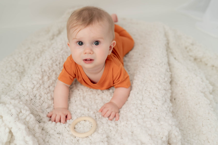 Front Opening Romper in Yams | Bamboo Viscose