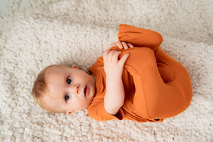 Front Opening Romper in Yams | Bamboo Viscose
