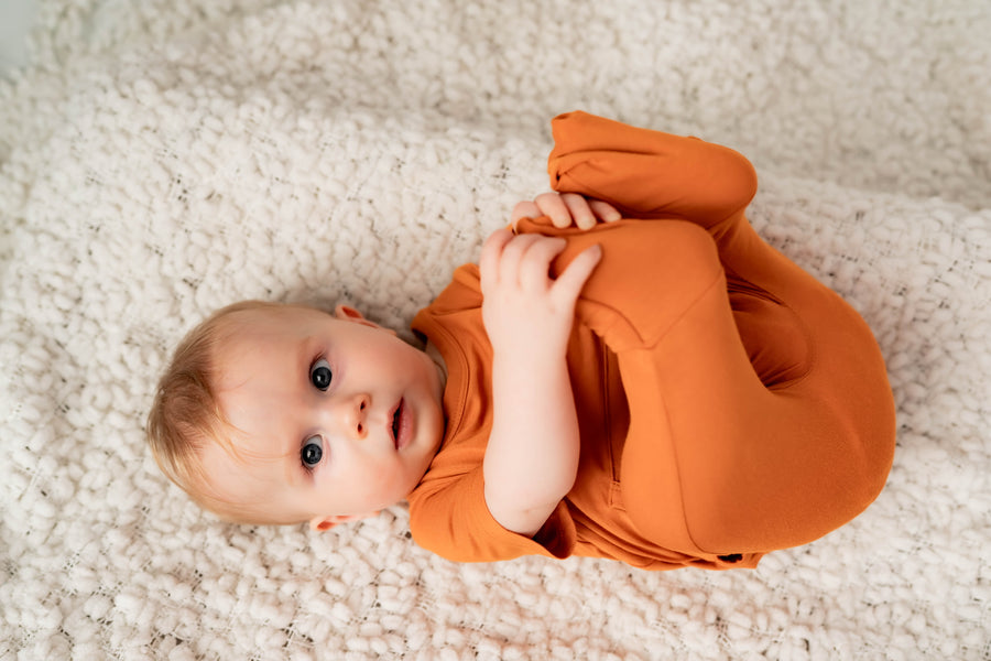 Front Opening Romper in Yams | Bamboo Viscose