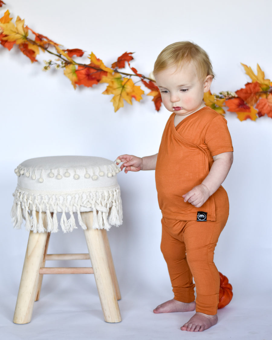 Wrap-A-Roo™ Wrap Opening Romper in Yams | Bamboo Viscose