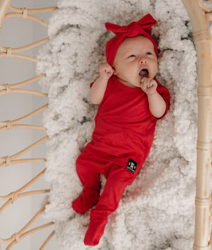 Front Opening Romper in Pomegranate