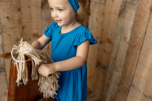 Switch-A-Roo ™ Reversible Opening Twirl Shortie Romper in Azure | Bamboo Viscose