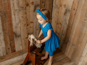 Switch-A-Roo ™ Reversible Opening Twirl Shortie Romper in Azure | Bamboo Viscose