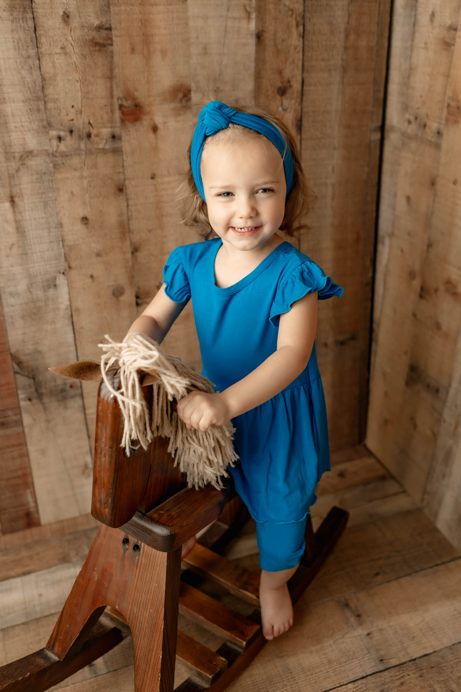 Switch-A-Roo ™ Reversible Opening Twirl Shortie Romper in Azure | Bamboo Viscose