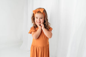 Switch-A-Roo ™ Reversible Opening Twirl Shortie Romper in Yams | Bamboo Viscose