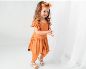 Switch-A-Roo ™ Reversible Opening Twirl Shortie Romper in Yams | Bamboo Viscose
