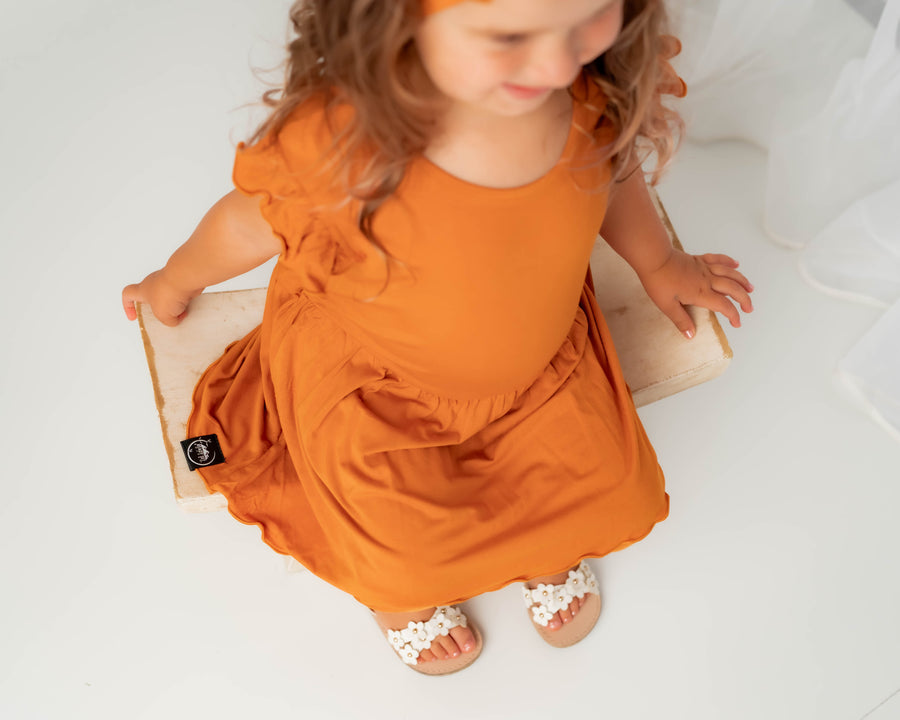 Switch-A-Roo ™ Reversible Opening Twirl Shortie Romper in Yams | Bamboo Viscose
