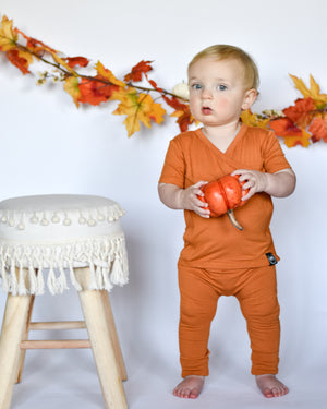 Wrap-A-Roo™ Wrap Opening Romper in Yams | Bamboo Viscose