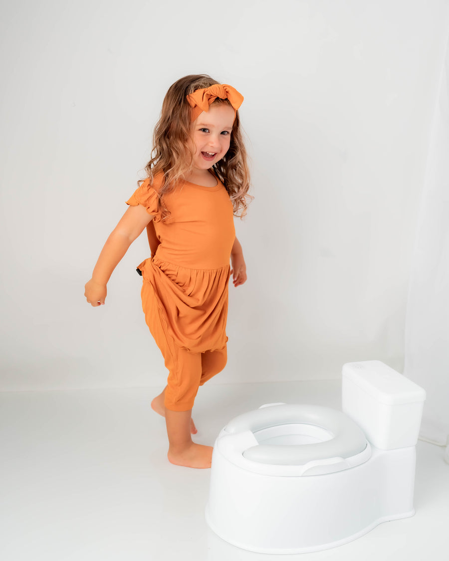 Switch-A-Roo ™ Reversible Opening Twirl Shortie Romper in Yams | Bamboo Viscose