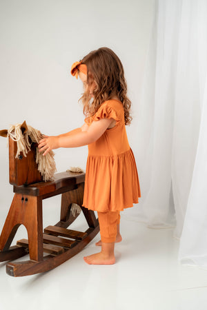 Switch-A-Roo ™ Reversible Opening Twirl Shortie Romper in Yams | Bamboo Viscose