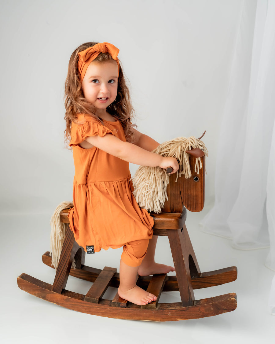 Switch-A-Roo ™ Reversible Opening Twirl Shortie Romper in Yams | Bamboo Viscose