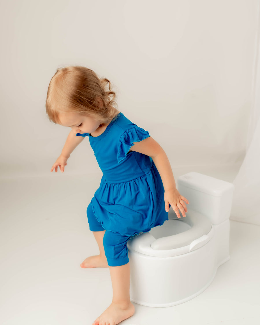 Switch-A-Roo ™ Reversible Opening Twirl Shortie Romper in Azure | Bamboo Viscose