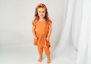 Switch-A-Roo ™ Reversible Opening Twirl Shortie Romper in Yams | Bamboo Viscose