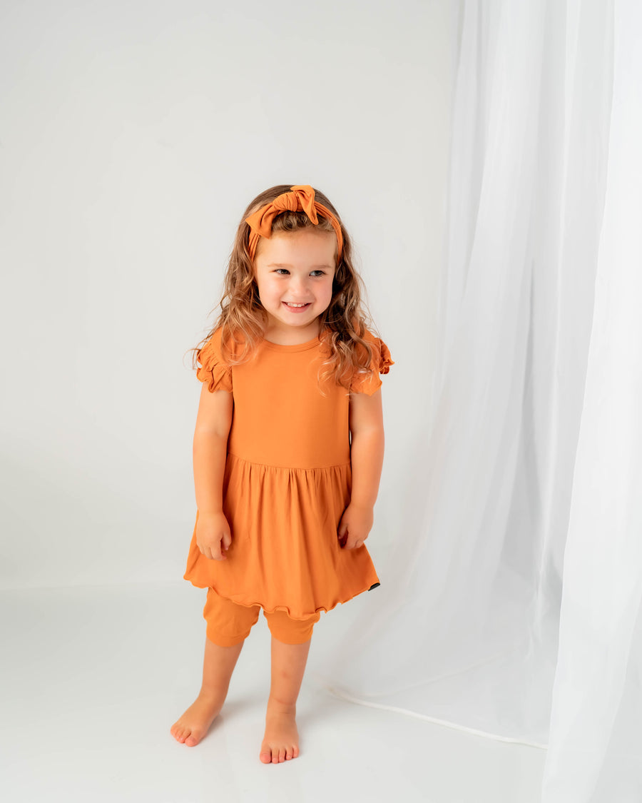 Switch-A-Roo ™ Reversible Opening Twirl Shortie Romper in Yams | Bamboo Viscose
