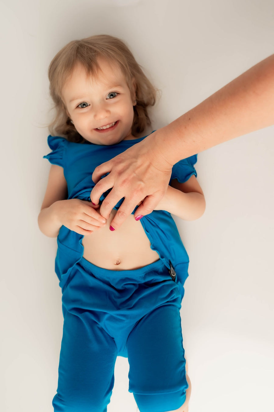 Switch-A-Roo ™ Reversible Opening Twirl Shortie Romper in Azure | Bamboo Viscose