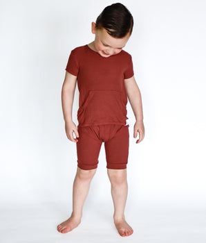 Front Opening Shortie Romper in Memphis Rust