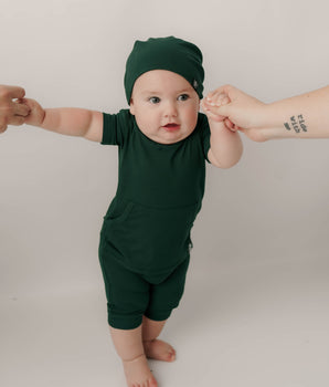 Front Opening Shortie Romper in Sage